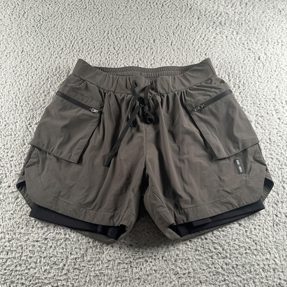ASRV 2-In-1 Running Shorts Mens S Gray Liner Zip Cargo DSG-0651 Gym Training